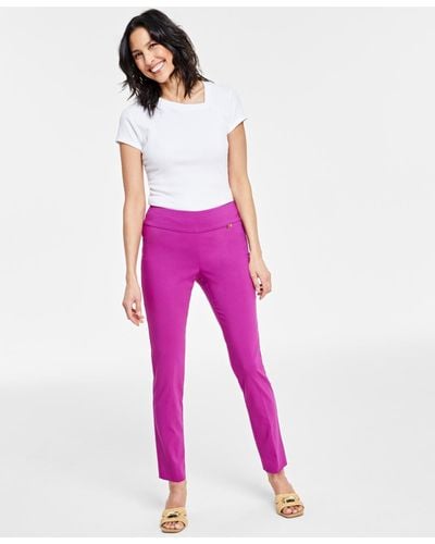 INC International Concepts Mid-rise Petite Tummy-control Skinny Pants - Pink