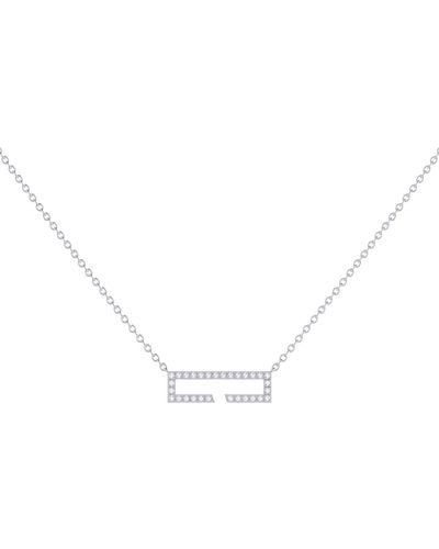 LuvMyJewelry Swing Rectangle Design Sterling Silver Diamond Necklace - Metallic