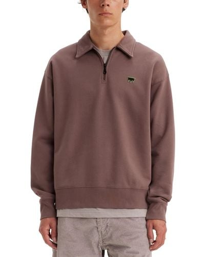 Levi's Relaxed-fit Quarter-zip Sweatshirt - Brown