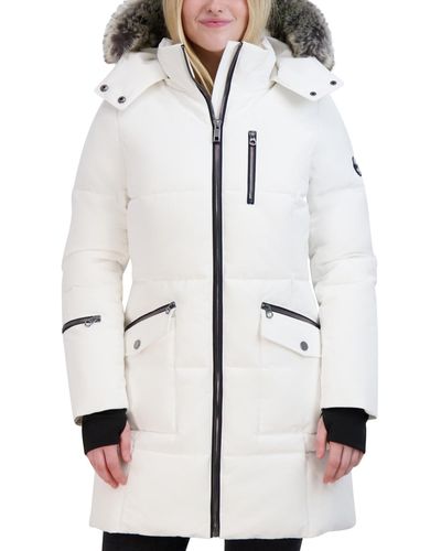 Nautica Faux-fur-trim Hooded Puffer Coat - White