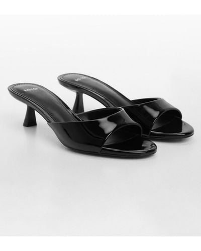Mango Patent Leather Effect Heeled Sandals - Black