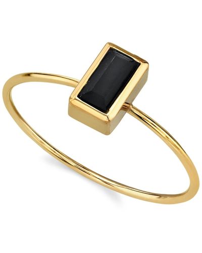 2028 14k Gold-tone Rectangle Crystal Ring - Black