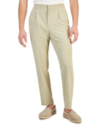 Alfani Classic-fit Textured Seersucker Suit Pants - Natural