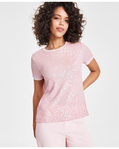 Anne Klein Sequined T-shirt - Pink