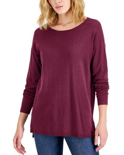 INC International Concepts Petite Boat-neck Tunic Sweater - Purple