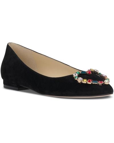 Jessica Simpson Elika Pointed-toe Embellished Ballet Flats - Black