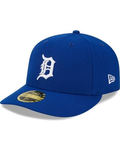 KTZ Detroit Tigers White Logo Low Profile 59fifty Fitted Hat - Blue