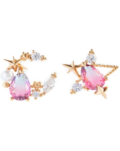 Girls Crew Aurora Moon Star Studs Earrings - Pink