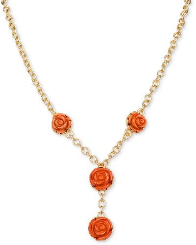 Patricia Nash Gold-tone Carved Rose Lariat Necklace - Metallic