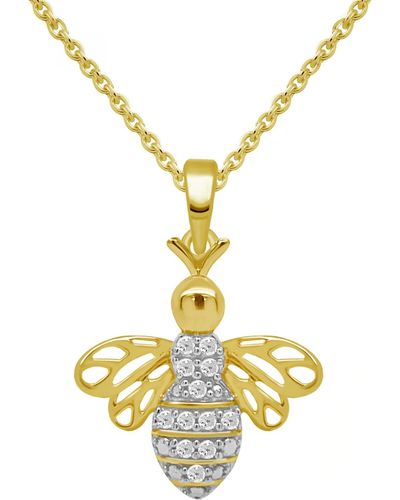 Macy's Diamond Bee 18" Pendant Necklace (1/10 Ct. T.w. - Metallic