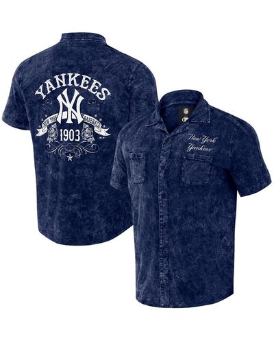 Fanatics Darius Rucker Collection By Distressed New York Yankees Denim Team Color Button-up Shirt - Blue