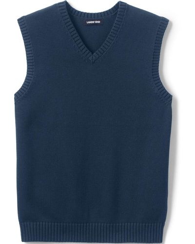 Lands' End Cotton Modal Sweater Vest - Blue