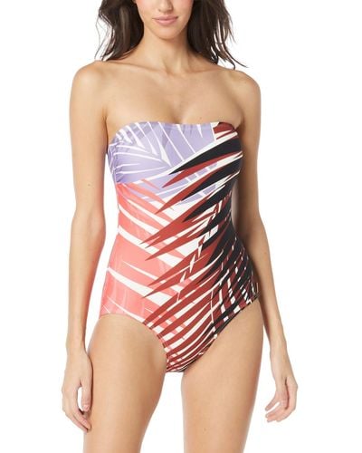 Vince Camuto Printed Bandaeu One-piece Swimsuit - Red
