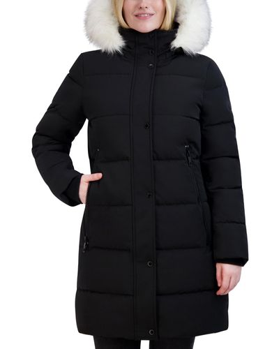 Nautica Faux-fur-trim Hooded Puffer Coat - Black