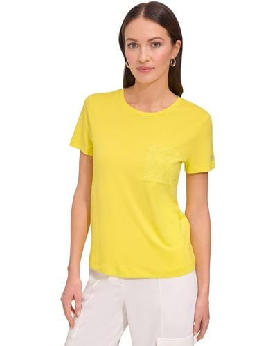 DKNY Studded Pocket Short-sleeve Shirt - Yellow