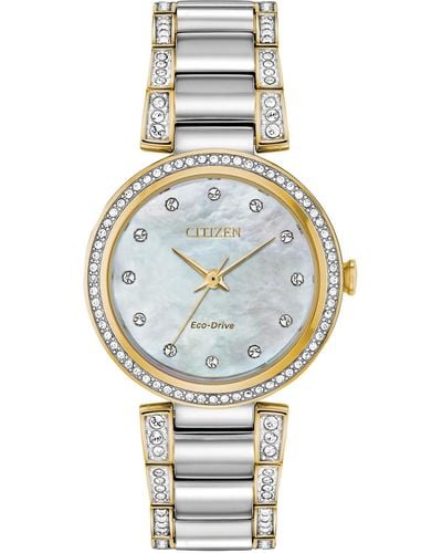 Citizen Eco-drive Silhouette Crystal Two-tone Stainless Steel Bracelet Watch 28mm - Metallic