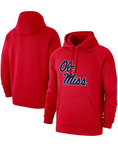 Nike Ole Miss Rebels Logo Club Pullover Hoodie - Red
