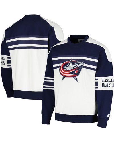 Starter Columbus Blue Jackets Defense Fleece Crewneck Pullover Sweatshirt