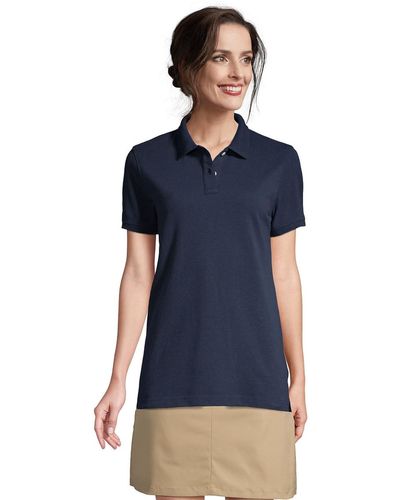 Lands' End School Uniform Tall Short Sleeve Mesh Polo Shirt - Blue