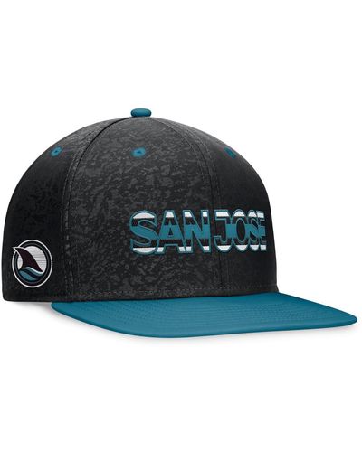 Fanatics Black/teal San Jose Sharks Alternate Logo Adjustable Snapback Hat