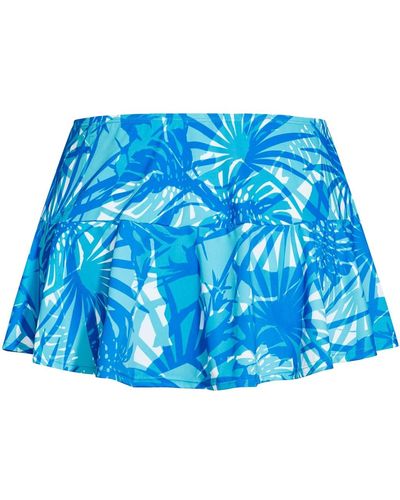 Avenue Plus Size Swim Print Skirt - Blue