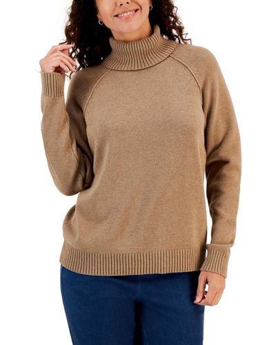 Karen Scott Cotton Turtleneck Sweater - Blue