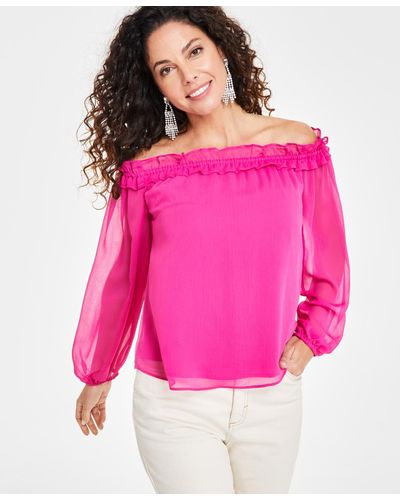 INC International Concepts Off-the-shoulder Ruffled Top - Pink