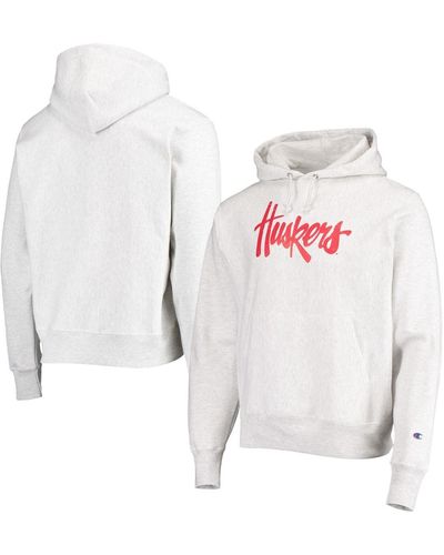 Champion Nebraska Huskers Team Vault Logo Reverse Weave Pullover Hoodie - White