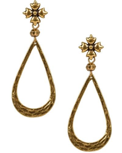 Patricia Nash Gold-tone Floret & Tear-shape Drop Earrings - Metallic