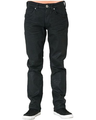 Level 7 Relaxed Straight Premium Denim Jeans Coated - Black