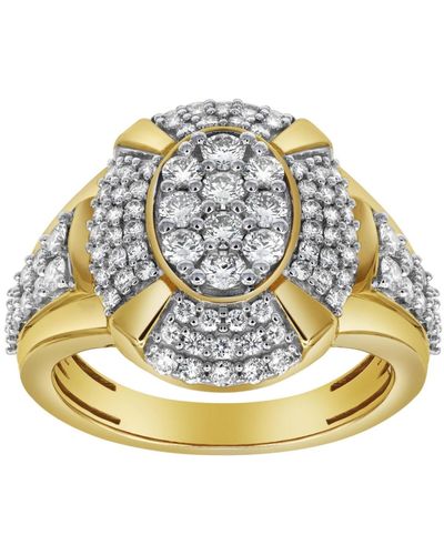 LuvMyJewelry Colosseum Natural Certified Diamond 1.83 Cttw Round Cut 14k Gold Statement Ring - Metallic