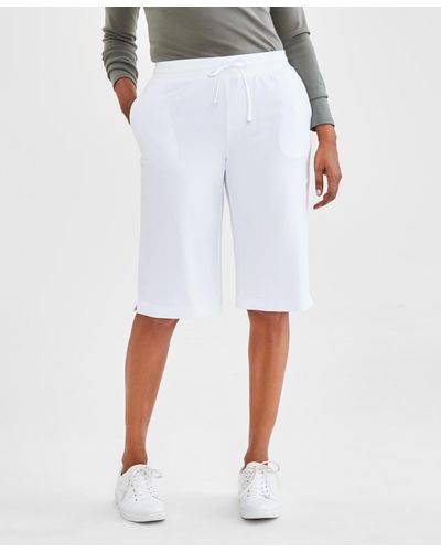 Style & Co. Mid Rise Sweatpant Bermuda Shorts - White