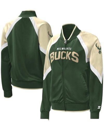 Starter Milwaukee Bucks Slam Dunk Raglan Full-zip Track Jacket - Green