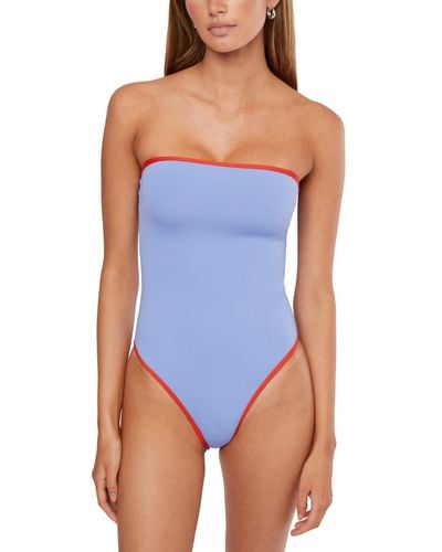 WeWoreWhat Strapless One Piece Swimsuit - Blue