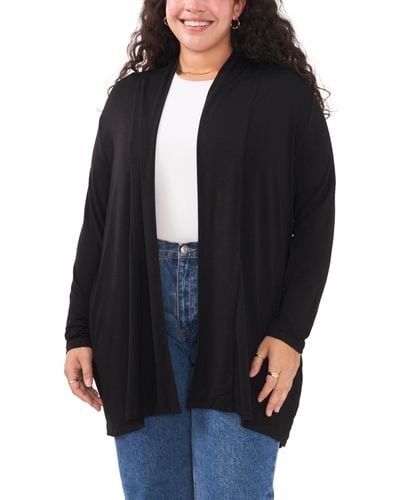 Vince Camuto Plus Size Solid Open-front Cardigan Sweater - Black