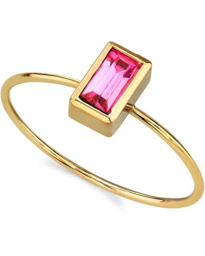 2028 14k Gold-tone Rectangle Crystal Ring - Pink