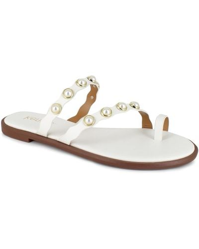 Kensie Maltese Flat Sandals - White