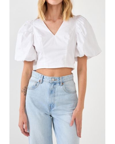 Endless Rose Scrunchie Back Tied Top - White