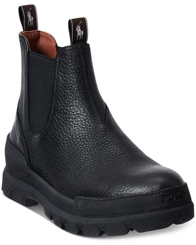 Polo Ralph Lauren Oslo Tumbled Leather Chelsea Boots - Black