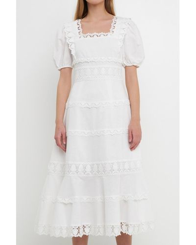 Endless Rose Multi Lace Linen Maxi Dress - White