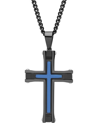 Macy's Stacked Cross Pendant Necklace - Blue
