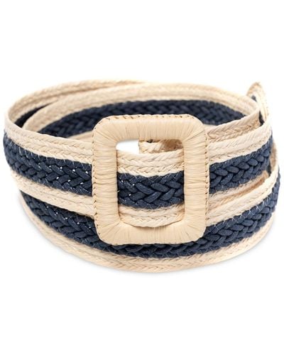 Style & Co. Straw Wrapped-buckle Belt - Blue