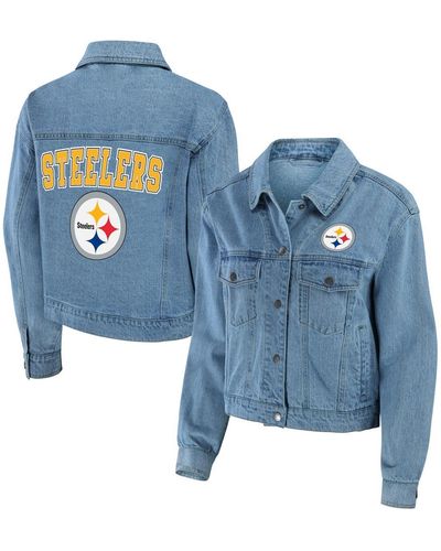 WEAR by Erin Andrews Pittsburgh Steelers Full-snap Denim Jacket - Blue
