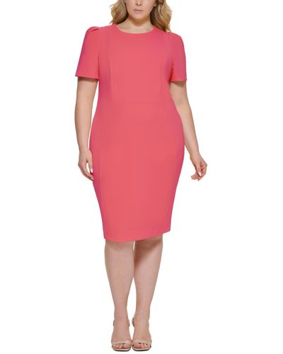 Calvin Klein Plus Size Short-sleeve Scuba Crepe Dress - Pink
