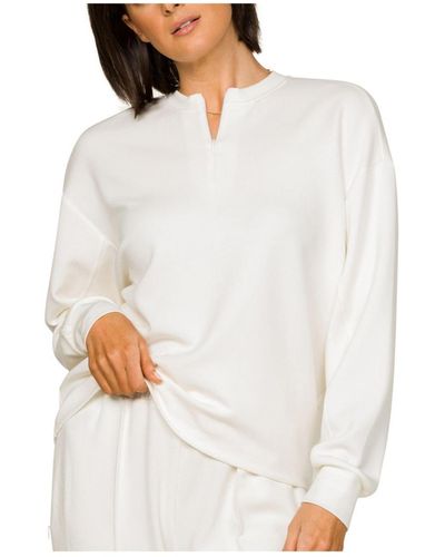 Alala Phoebe Zip Crew Sweatshirt - White
