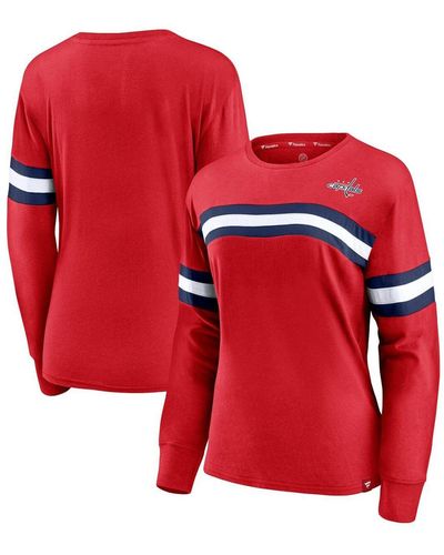 Fanatics Alexander Ovechkin Red And Navy Washington Capitals Power Player  Long Sleeve Notch Neck T-shirt