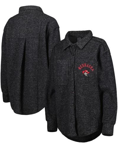 Gameday Couture Nebraska Huskers Switch It Up Tri-blend Button-down Shacket - Black