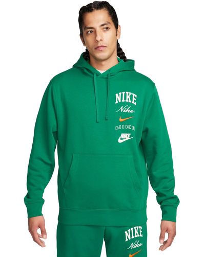 Nike Club Fleece Stacked Logo-print Hoodie - Green