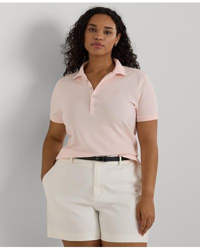 Lauren by Ralph Lauren Plus Size Short-sleeve Polo Shirt - Natural