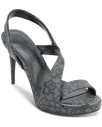 DKNY Diva Asymmetrical Slingback Stiletto Sandals - Gray